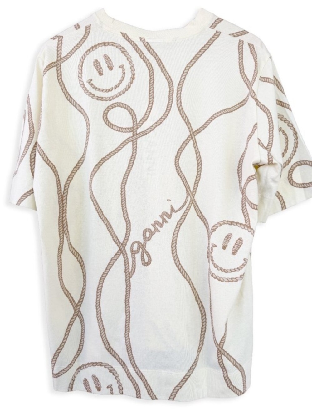 Ganni Symbols Rope Print Smiley Face Graphic Tee - Picture 4 of 6